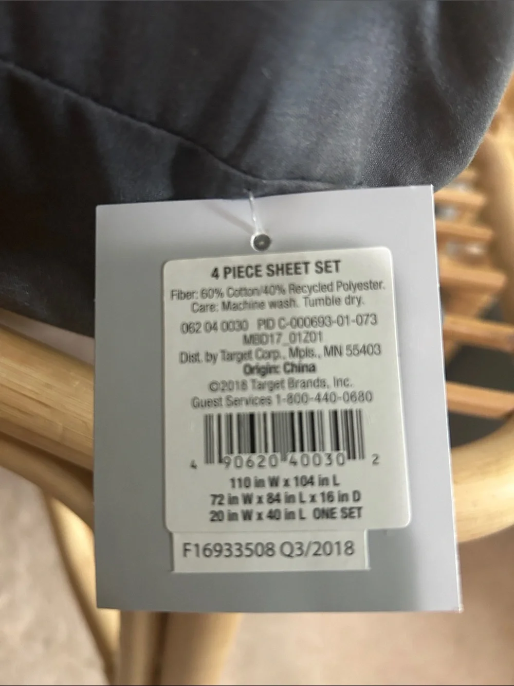 Made By Design Cal/King Dark Gray 4- Piece Sheet Set